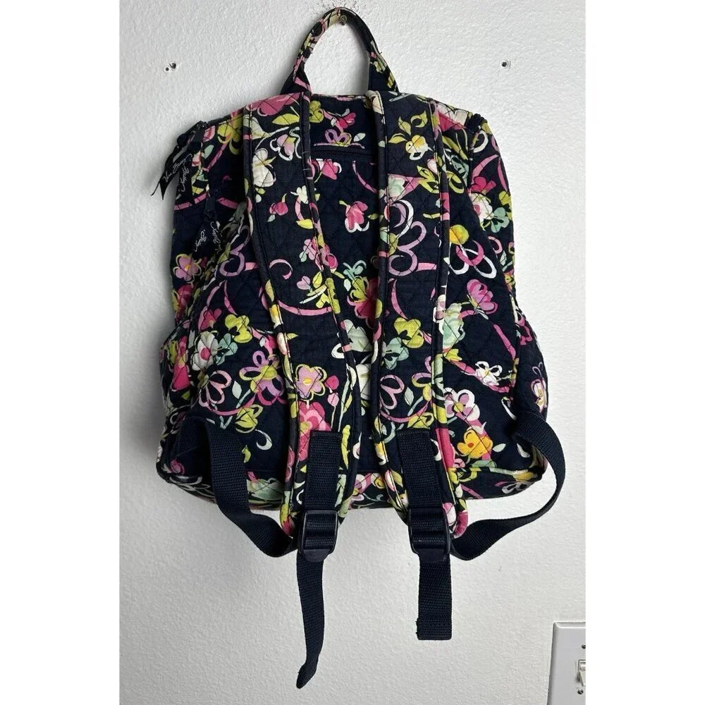Vera Bradley Navy Blue and Multicolored Floral Quilted Stitch Backpack